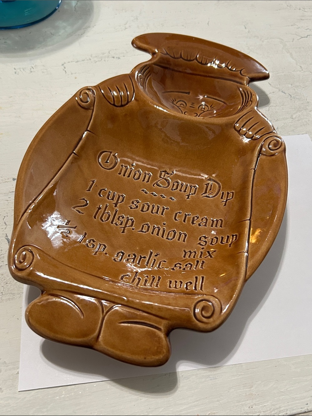 Brown Ceramic Onion Soup Dip Serving Dish